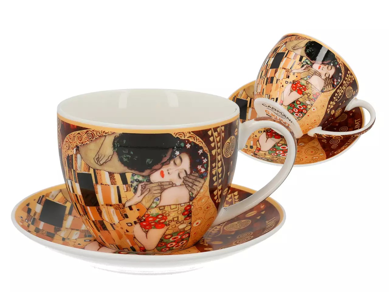 Filiżanka ze spodkiem Carmani Gustav Klimt Pocałunek
