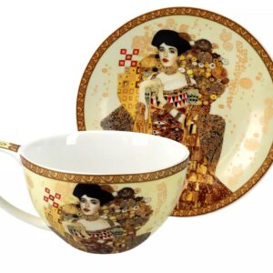 Filiżanka ze spodkiem Carmani Gustav Klimt Adela – Kremowe Tło