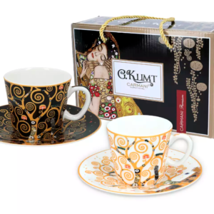 Komplet filiżanek espresso Carmani G. Klimt – Drzewo Życia (białe i czarne tło)