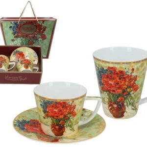 Filiżanka i kubek Carmani – Van Gogh Czerwone maki i stokrotki