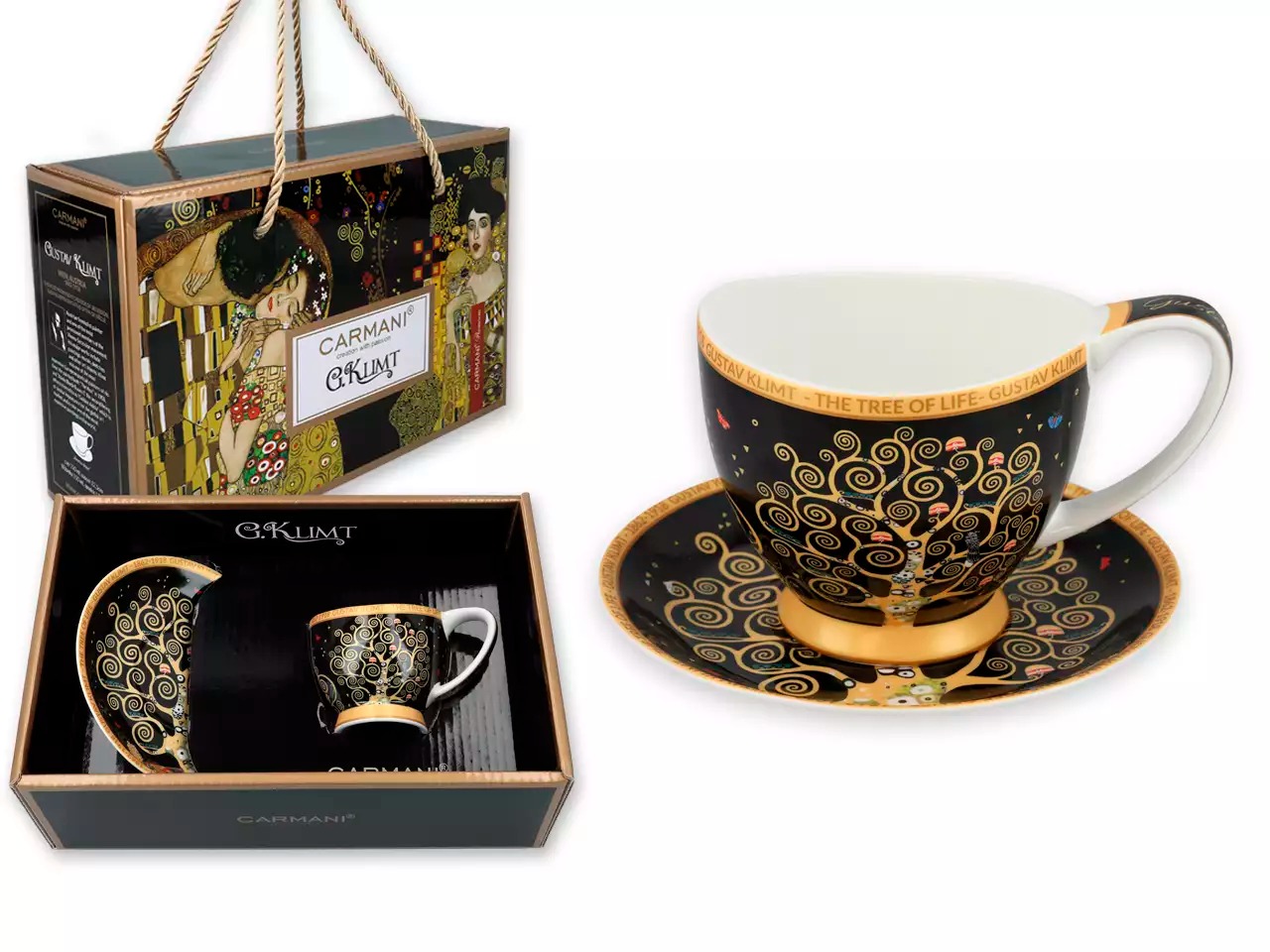 Filiżanka espresso Carmani Vanessa Gustav Klimt Drzewo Życia ze Spodkiem