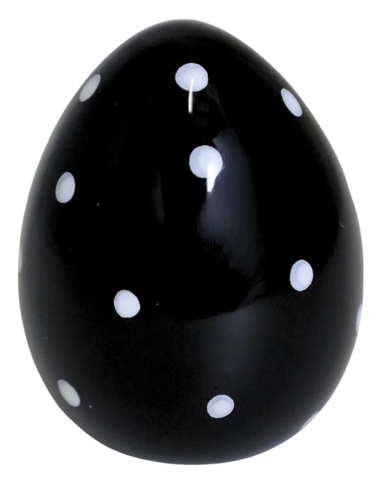 Ceramiczne jajko w kropki Ewax – Czarno-Biała Ozdoba 8,5cm