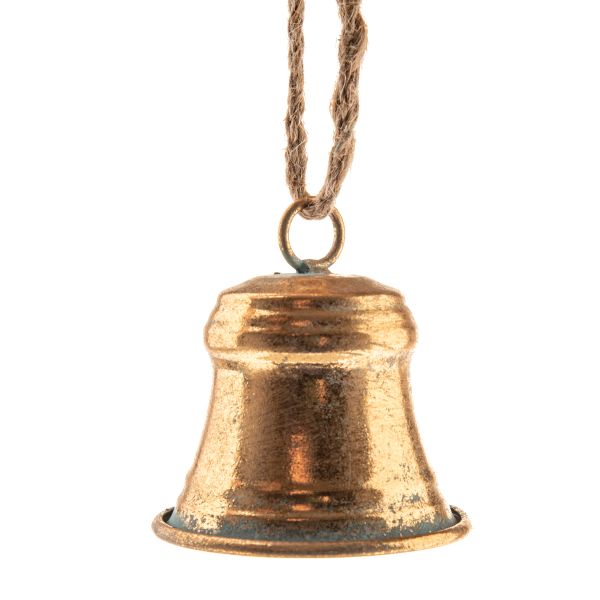 Mała metalowa zawieszka dzwonek Dakls – Złota Patyna 7,5cm