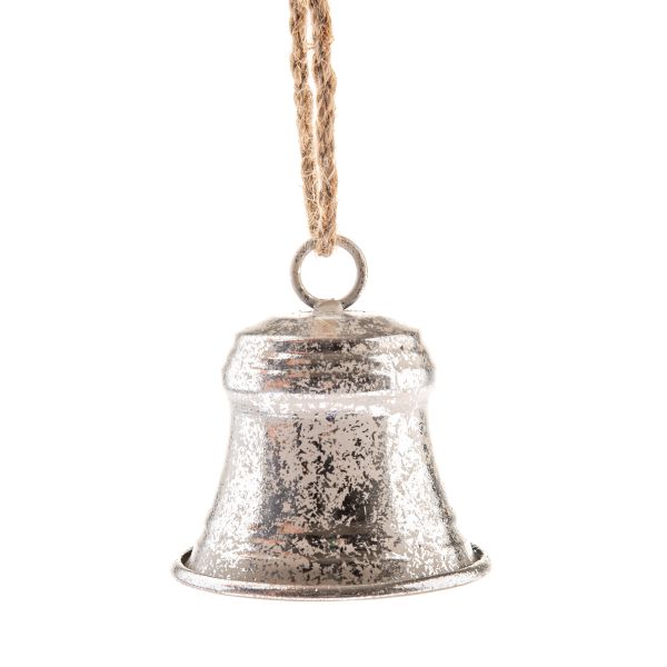 Mała metalowa zawieszka dzwonek Dakls – Srebrna Patyna 7,5cm