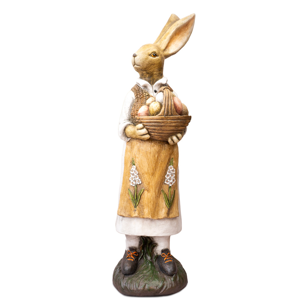 Figurka dekoracyjna zając z koszem Solisdecor – 58 cm