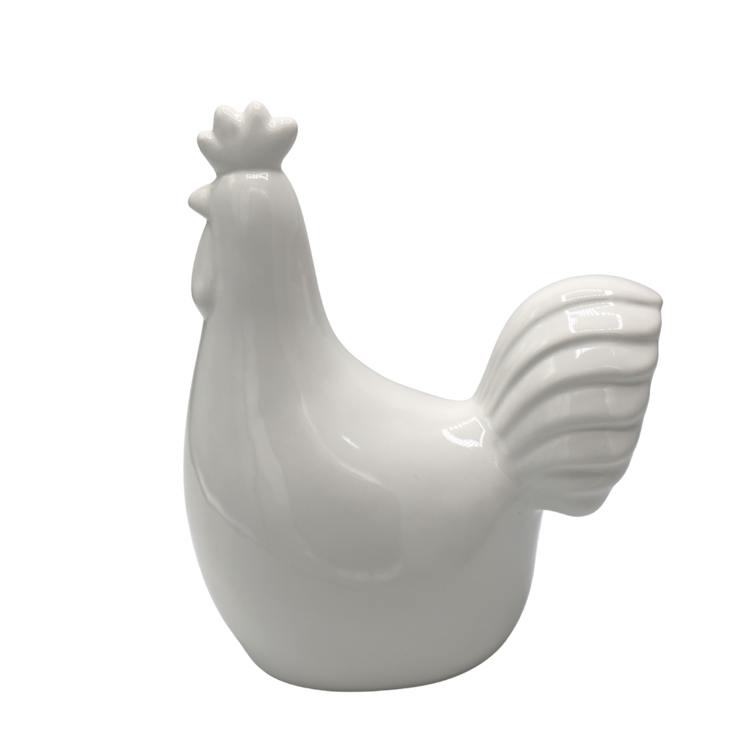 Biały ceramiczny kogut Ewax – Minimalistyczna Figurka