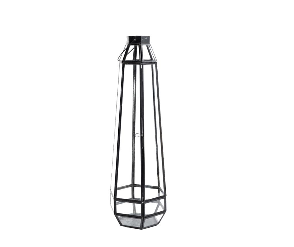 Szklany lampion Belldeco Nero – Geometryczna Latarnia Loft