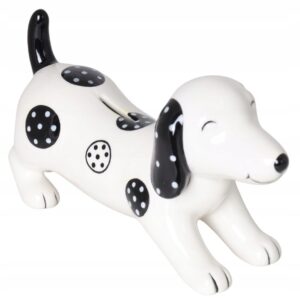 Skarbonka ceramiczna jamnik Ewax – Biało-czarny 24 cm