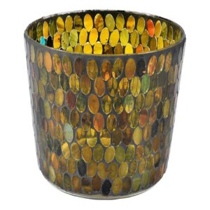 Szklany lampion Belldeco – Mozaika Bursztyn i Zieleń