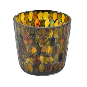 Szklany lampion Belldeco – Mozaikowy Bursztynowo-Zielony