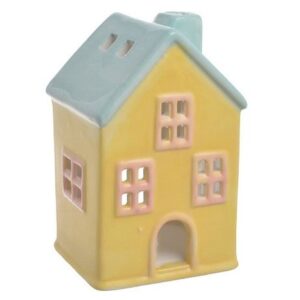 Pastelowy domek ceramiczny Canea – Lampion Żółty z Błękitnym Dachem