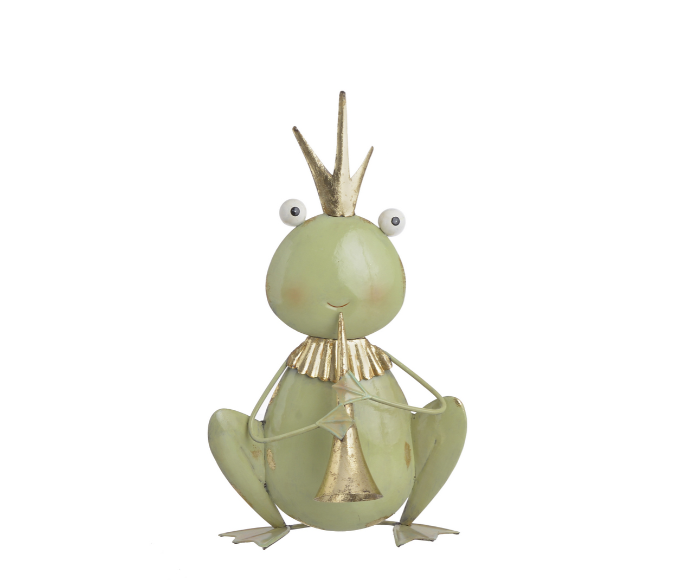 Metalowa figurka żaby Canea – Król z Trąbką Retro