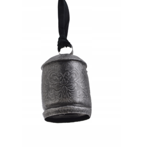 Metalowa zawieszka dzwonek Canea – Ornamentowy Walec Ciemne Srebro