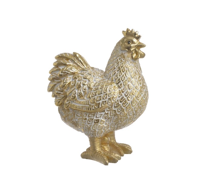 Złoto-biała figurka kury Canea – Elegancka Ozdoba Wielkanocna