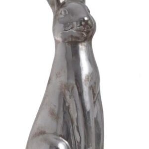Zając ceramiczny siedzący Canea – Srebrny Mat 51cm