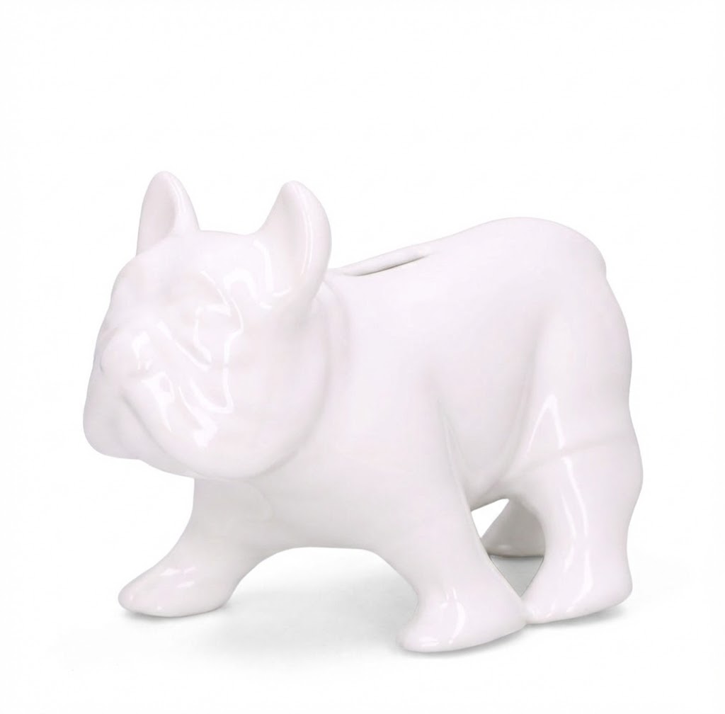 Ceramiczna skarbonka buldog francuski Emized – Biała Figurka
