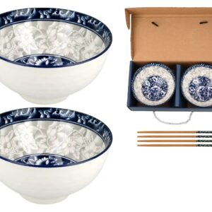 Zestaw 2 miseczek porcelanowych z pałeczkami Hanipol – Blue Willow Style