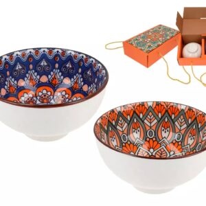 Zestaw 2 miseczek porcelanowych Mandala Navy & Orange Hanipol