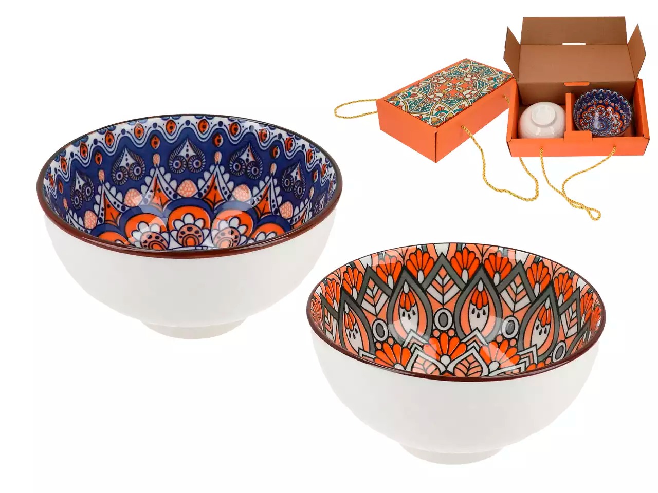 Zestaw 2 miseczek porcelanowych Mandala Navy & Orange Hanipol