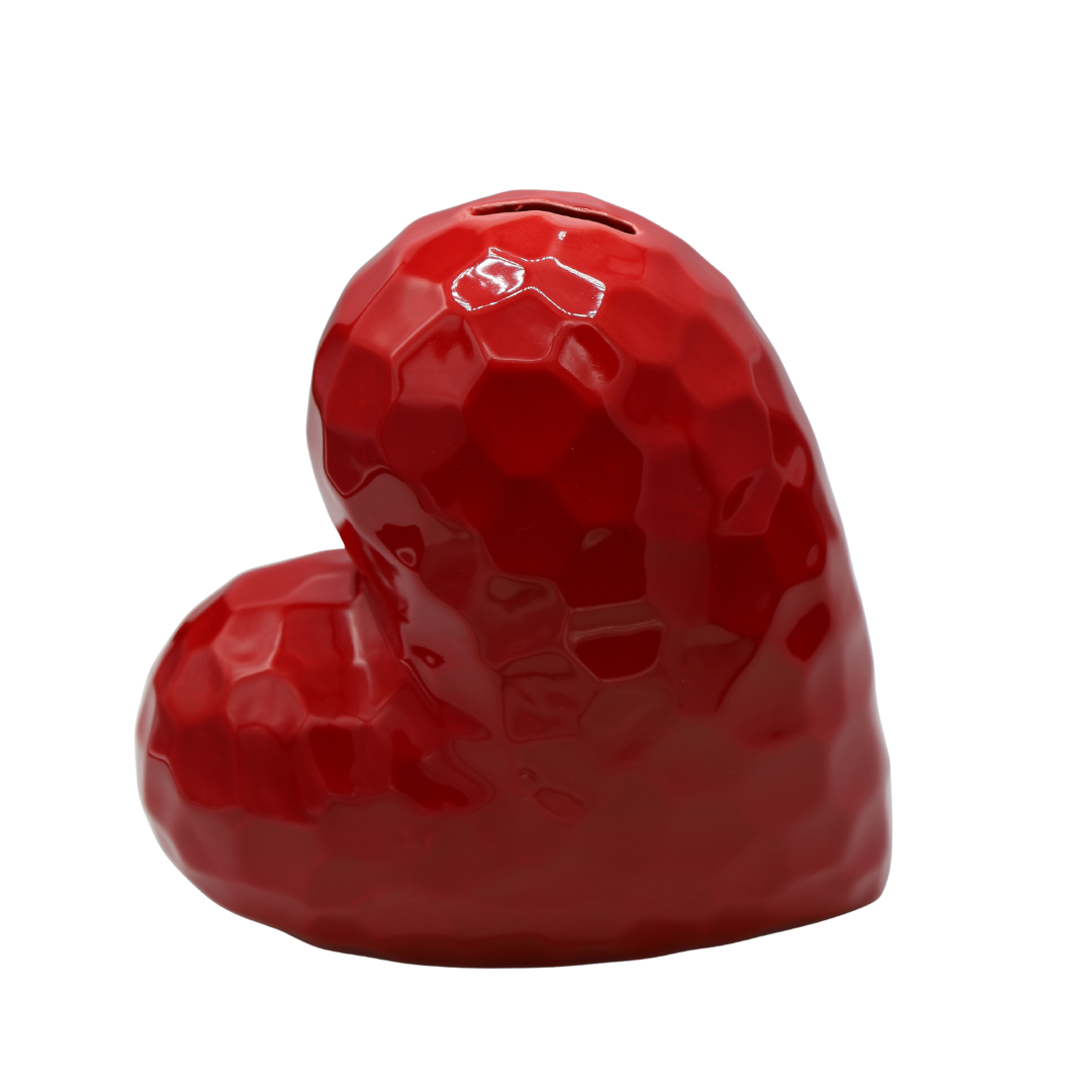 Skarbonka ceramiczna serce Ewax – czerwona, Diamond Heart