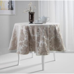 Obrus żakardowy okrągły Inspiracja 180 cm – cappuccino