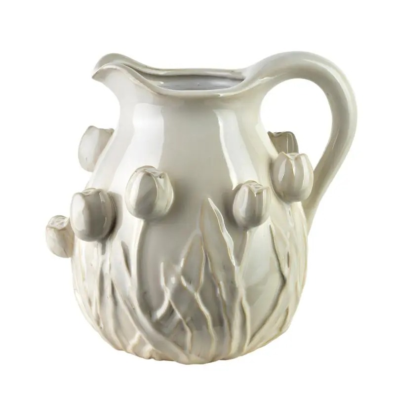 Ceramiczny wazon dzbanek Mondex Evam – kremowy