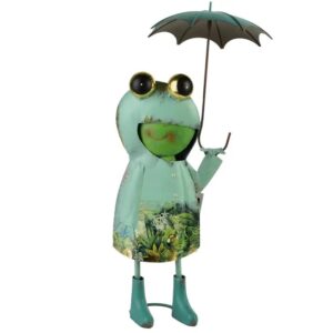 Metalowa figura żabka Mondex Lydia z parasolką – 55 cm