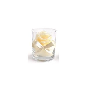 Świeca woskowa róża w szkle Artman – kremowa 8×9,5 cm