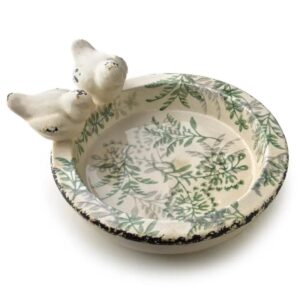 Ceramiczne poidełko Mondex CROCKET 29 cm – zielone wzory roślinne